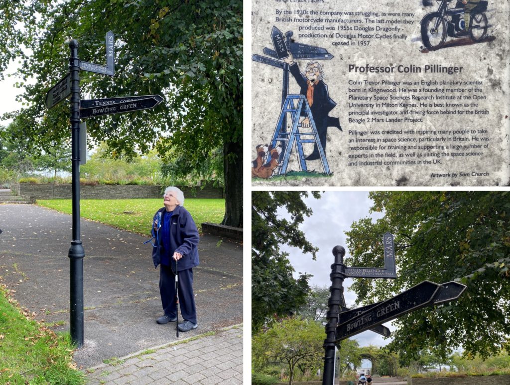 DP Lindegaard with memorial sign and board at Kingswood Park